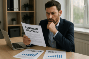 Empresario revisando condiciones para volver a cambiar de luz