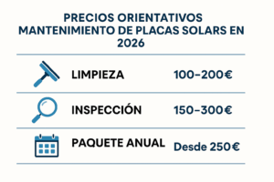 precios mantenimiento placas solares 2026